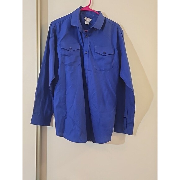 Izod Mens Poplin Long Sleeve Button Down Shirt Blue Xl - Picture 1 of 4
